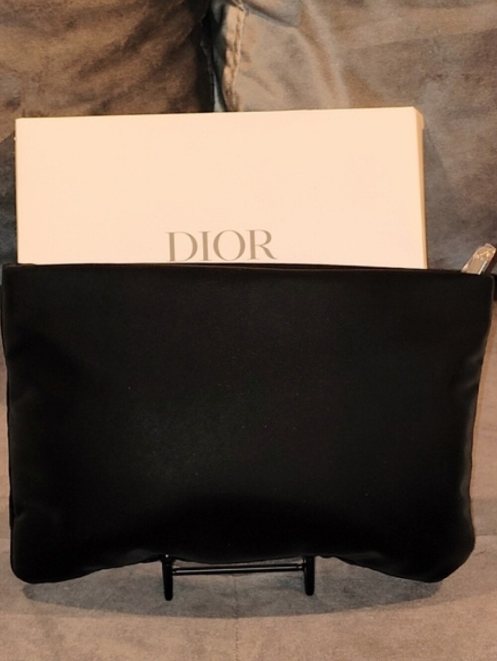 Dior NIB! Black Satin Cosmetic Case with Logo Plaque - Picture 4 of 10